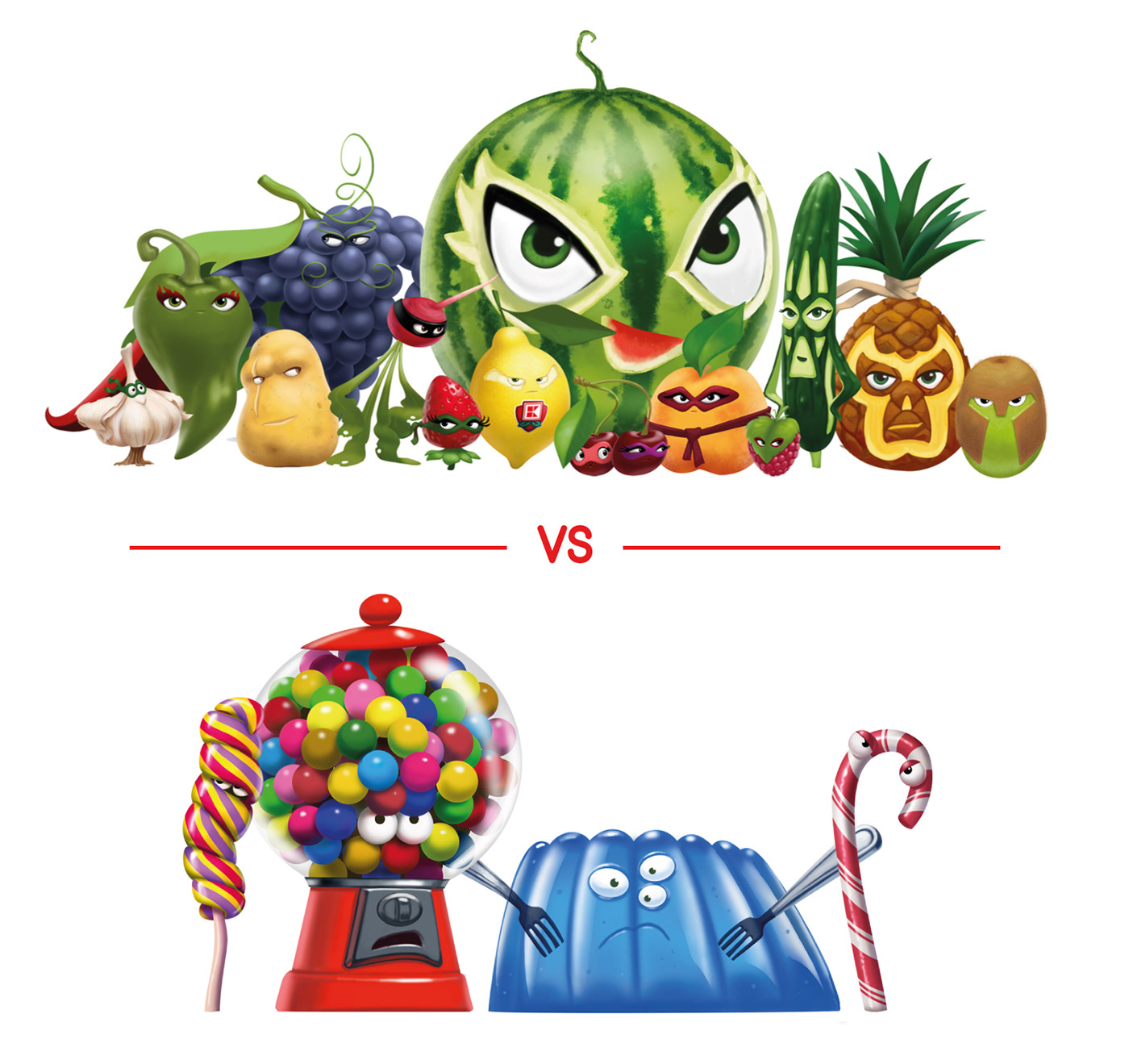 characters animation  fruits Sweets vegetables Advertising  Digital Art  2dart kids cartoon