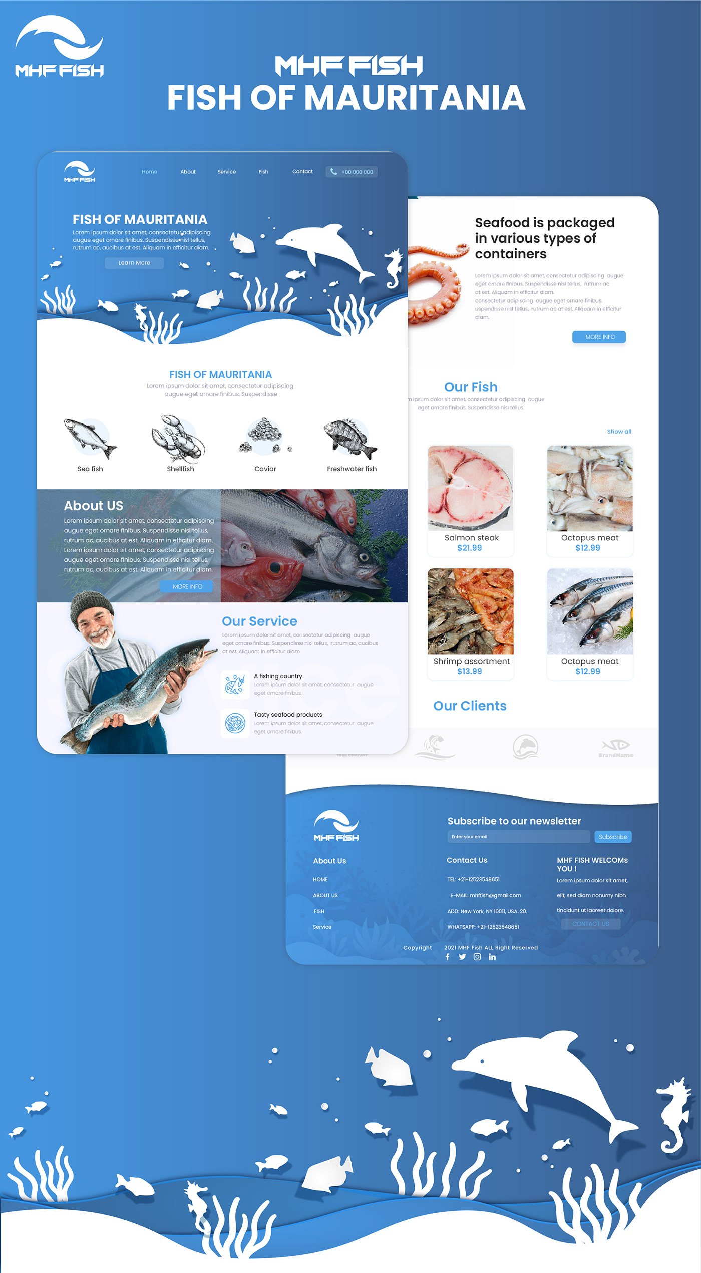 art fish landing page UI/UX Web Design  Website