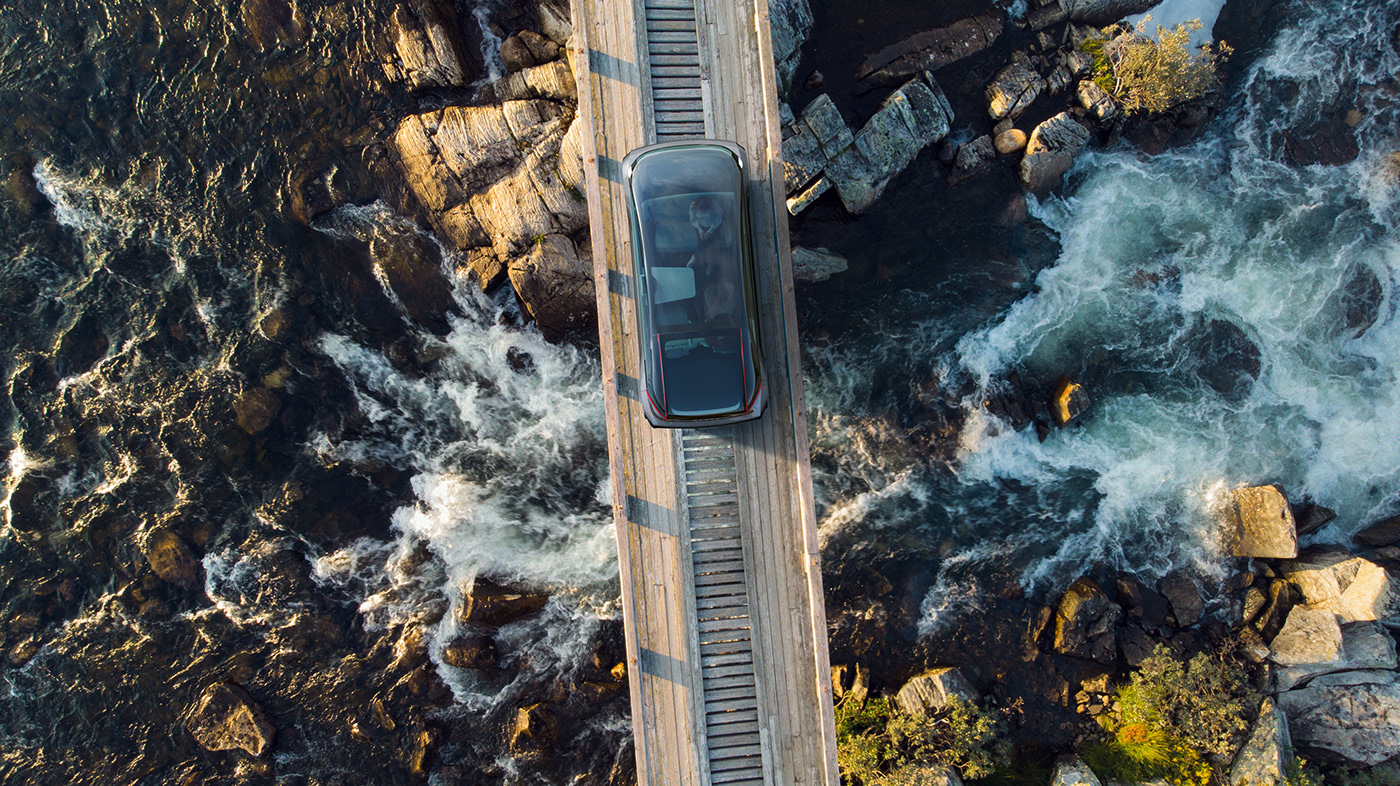 Landscape Cars CG Volvo conceptcar norway Aerial people Photography  retouching 