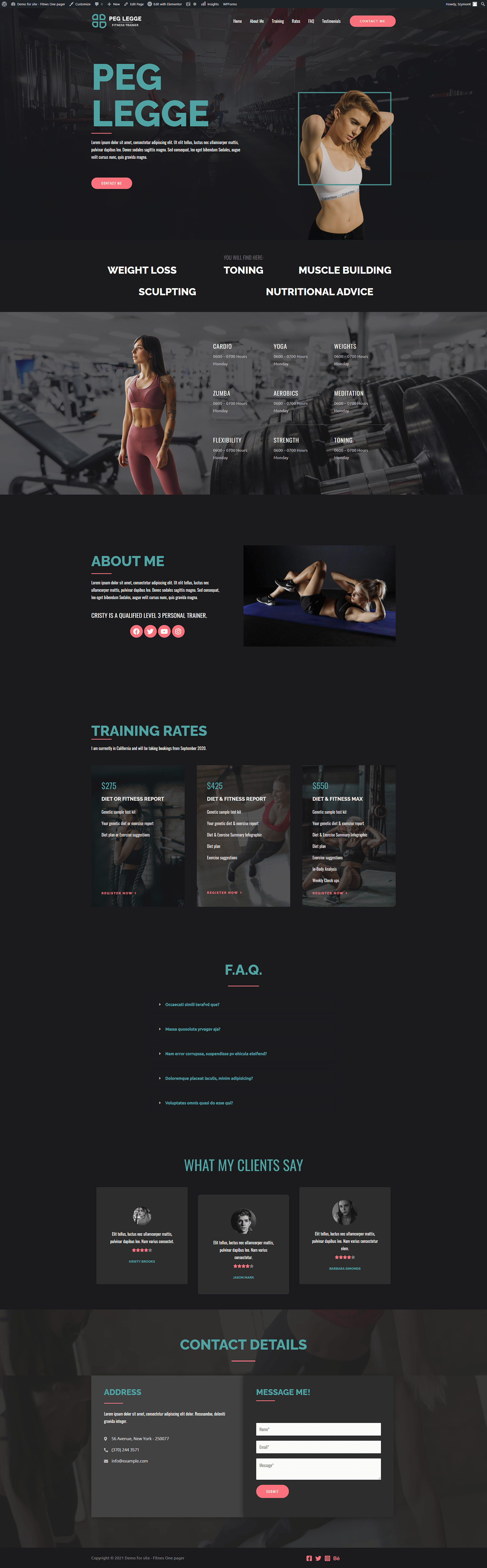 elementor fitness landing page Responsive Web Design  Website Website Design wordpress