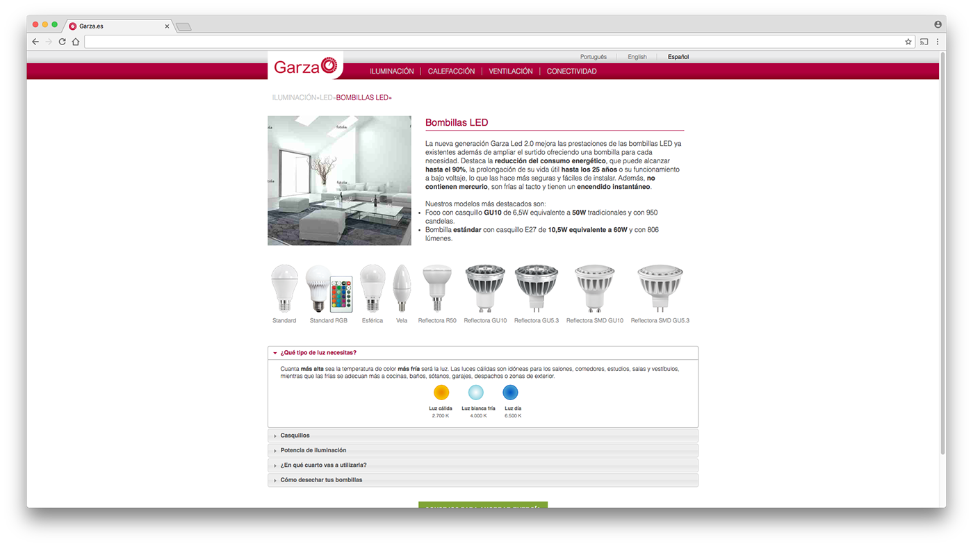 Web html5 css3 Filezilla corporativa Iluminación calefacción ventilacion sliders jquery