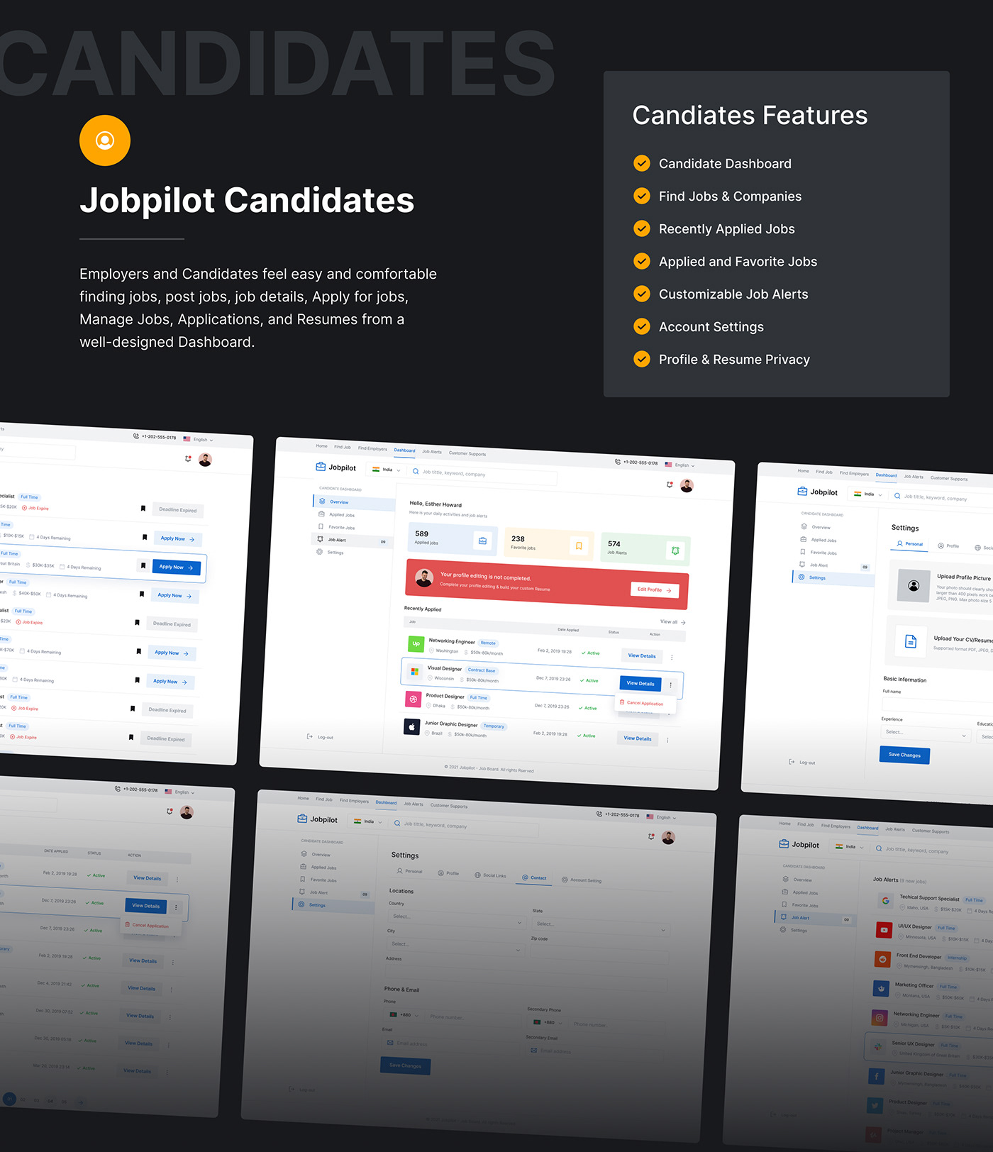 admin candidate dashboard employers job Job Platform Jobpilot template UI/UX user interface