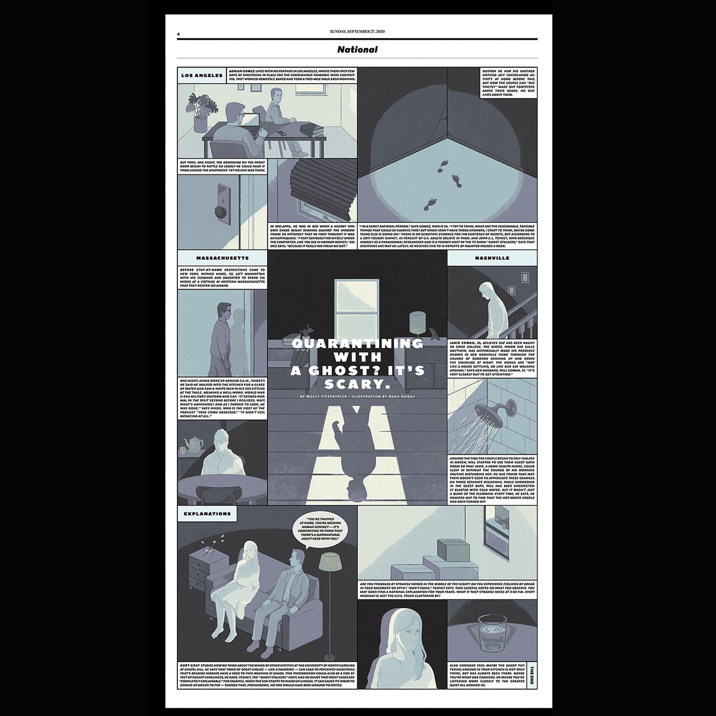 comic full page ghost Ghosts house ILLUSTRATION  New York Times Quarantine