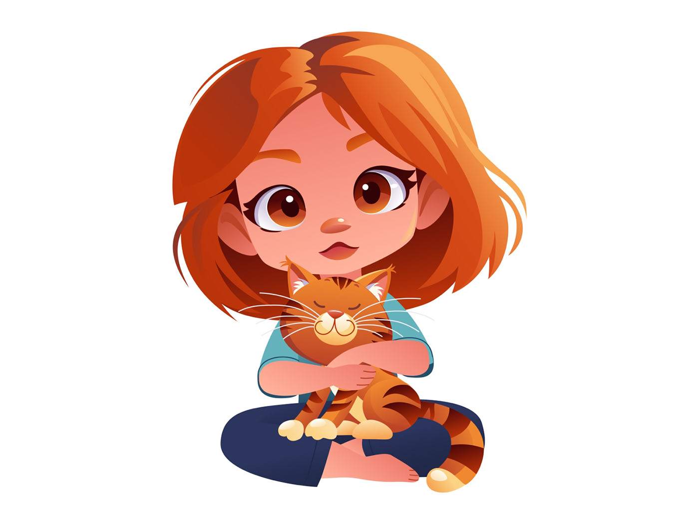 girl Cat kid Pet vector adobe illustrator Character design  Character ILLUSTRATION  cartoon