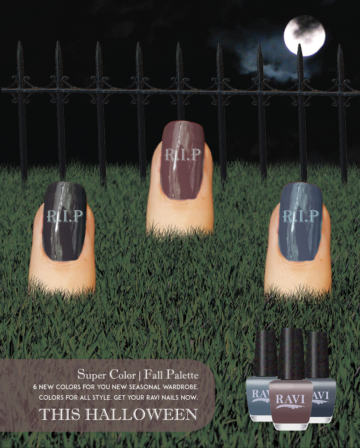 grave yard nail polish Fall advertising concept
