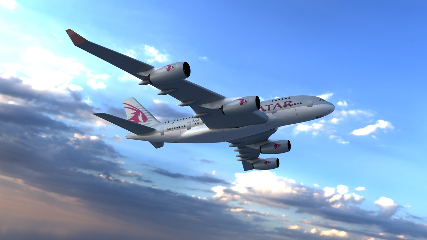 #3D 3dmodeling Aircraft qatarairways #Maya #Design #behance rendering #Modeling