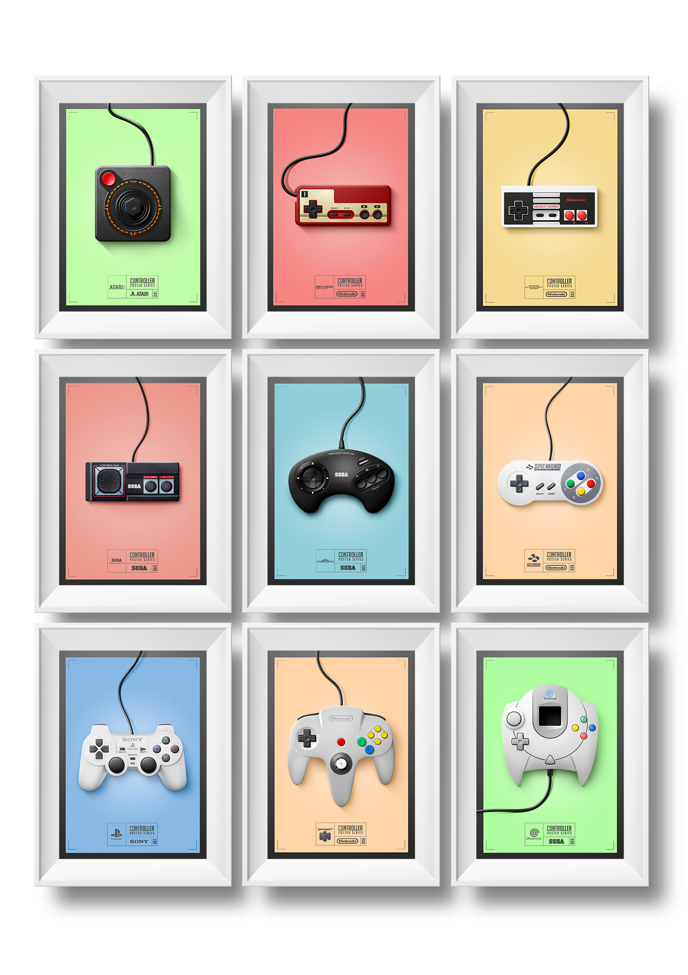 controller joystick game Retro gaming Control Pad Nintendo SEGA playstation atari manette video game jeux videos poster controllers Video Games