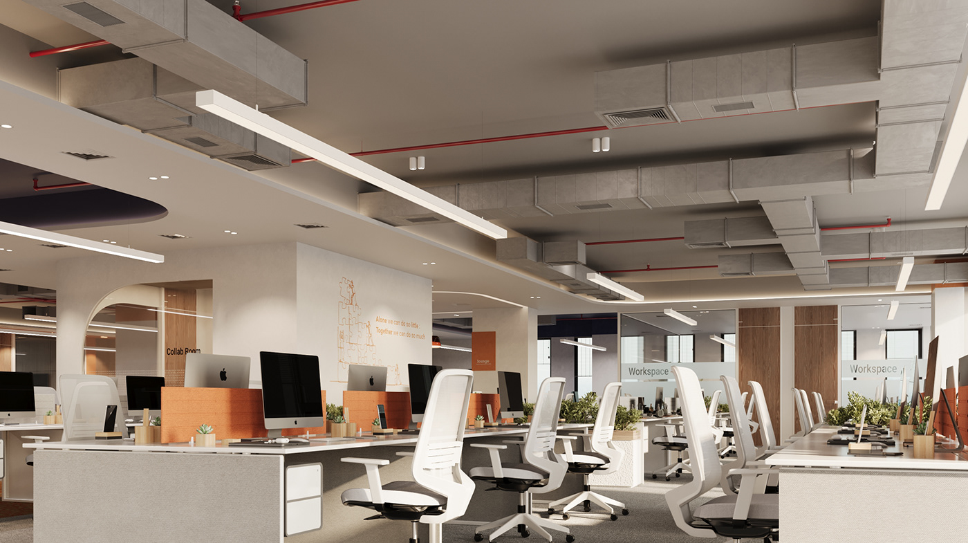 Office Building desk Interior corona modern interior design  architecture visualization 3ds max workspace
