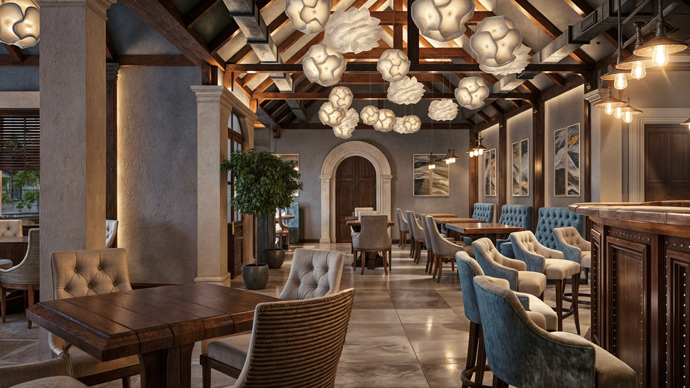 restaurant romania interior design  Render visualization 3ds max vray SlanicPrahova