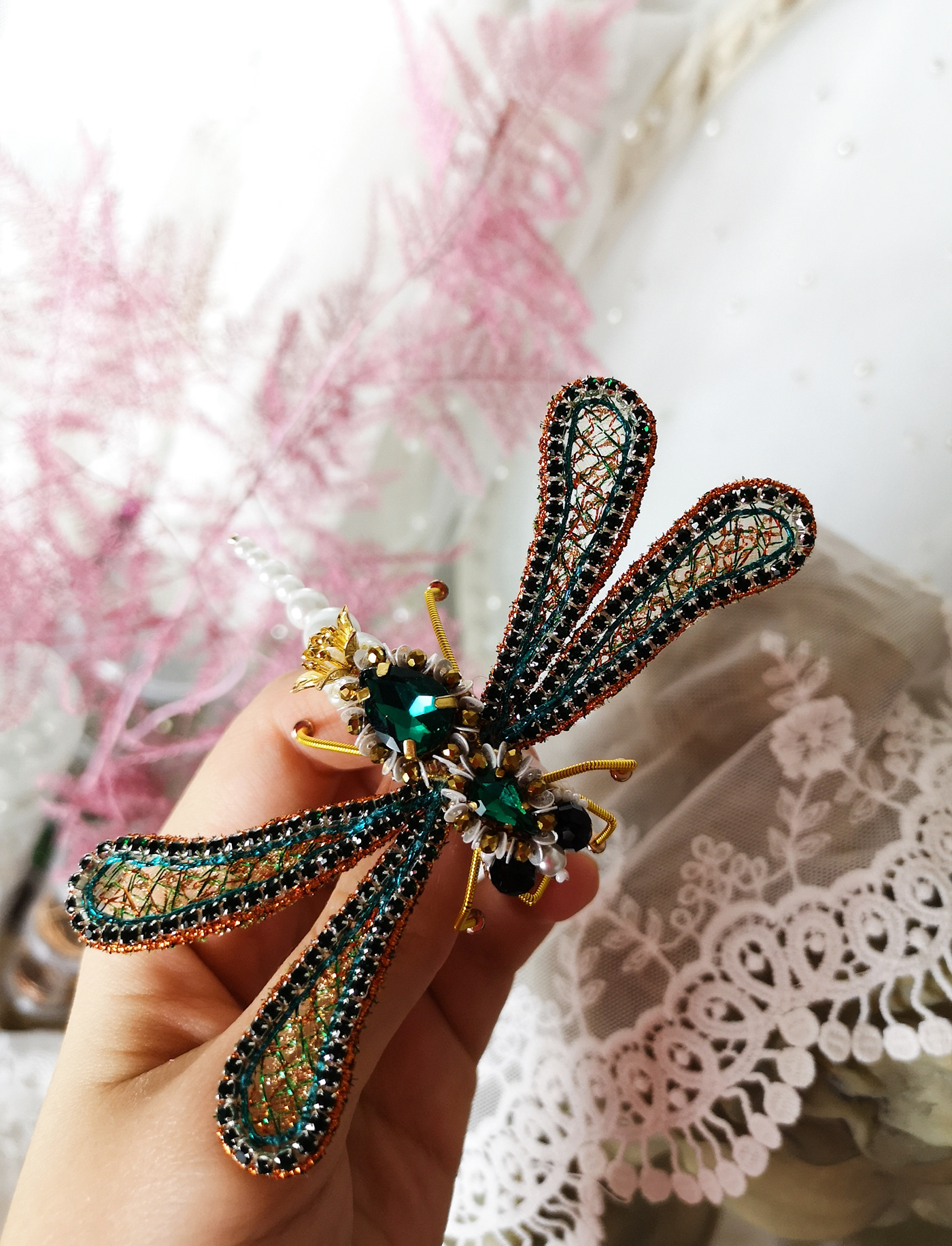 Beaded jewelry jewelry textile jewelry textile art wearable art dragonfly pin dragonfly brooch insect jewelry insect brooch fly brooch