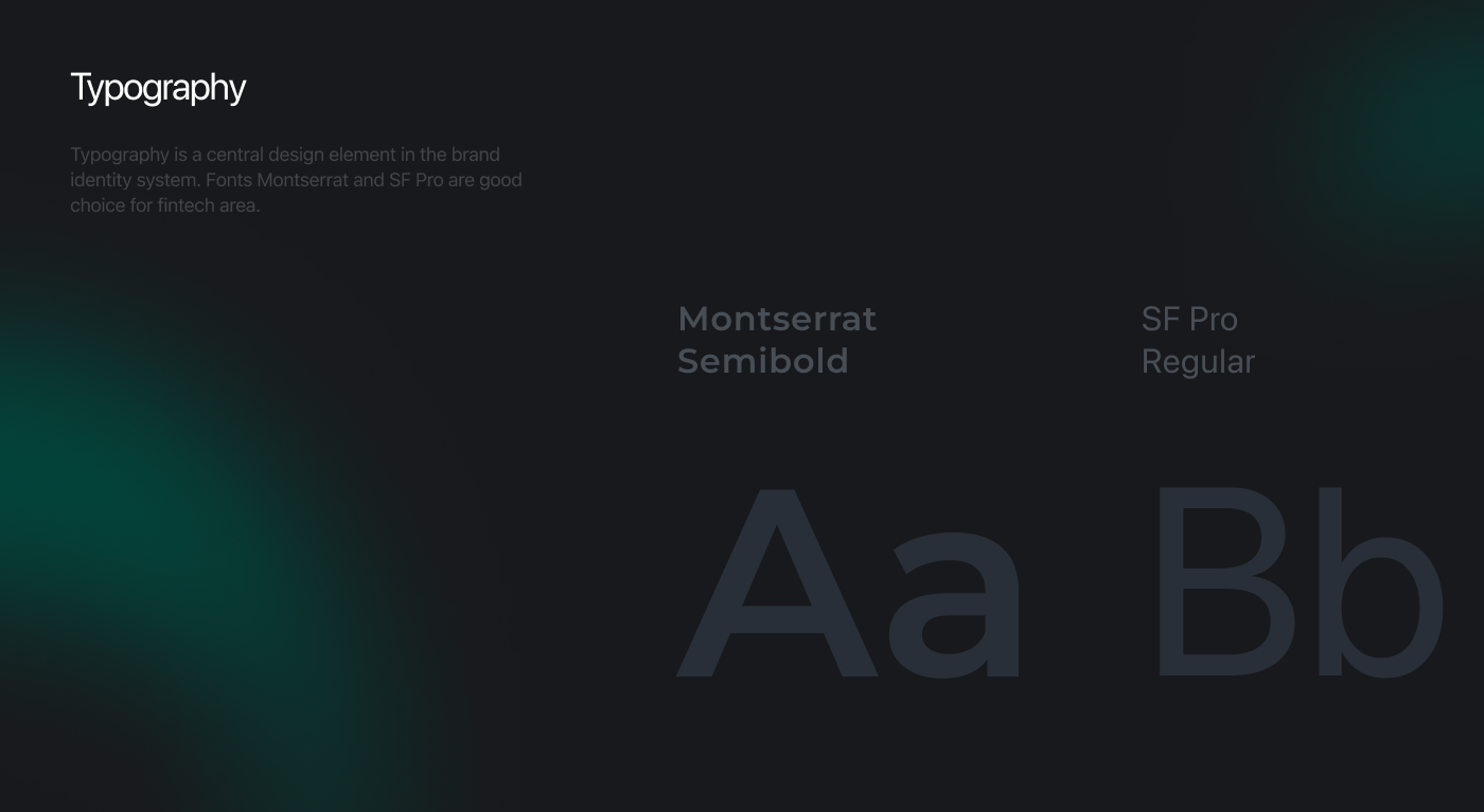 Typography is a central design element in the brand identity system. Fonts Montserrat and SF Pro are