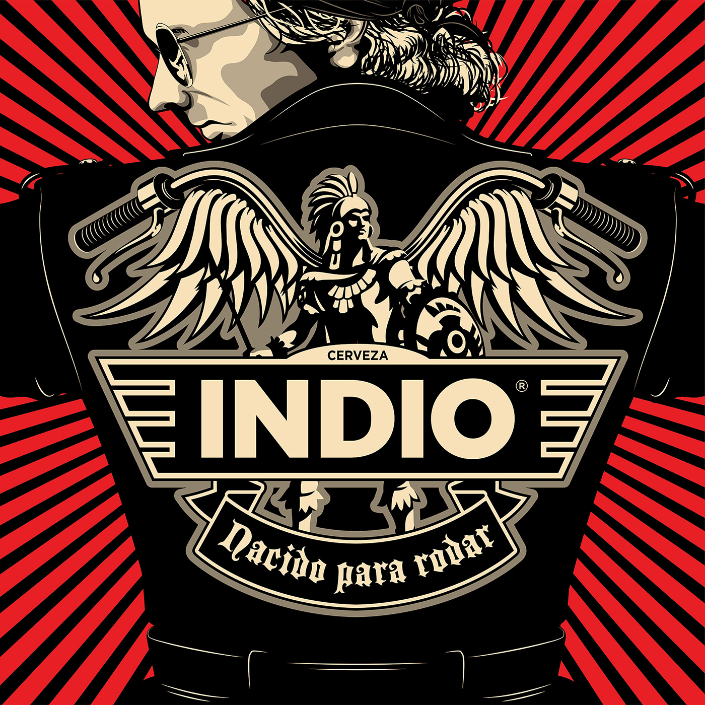 indio cerveza Cerveza Indio beer beer design beer label ilustracion ILLUSTRATION  chopper motorcycle