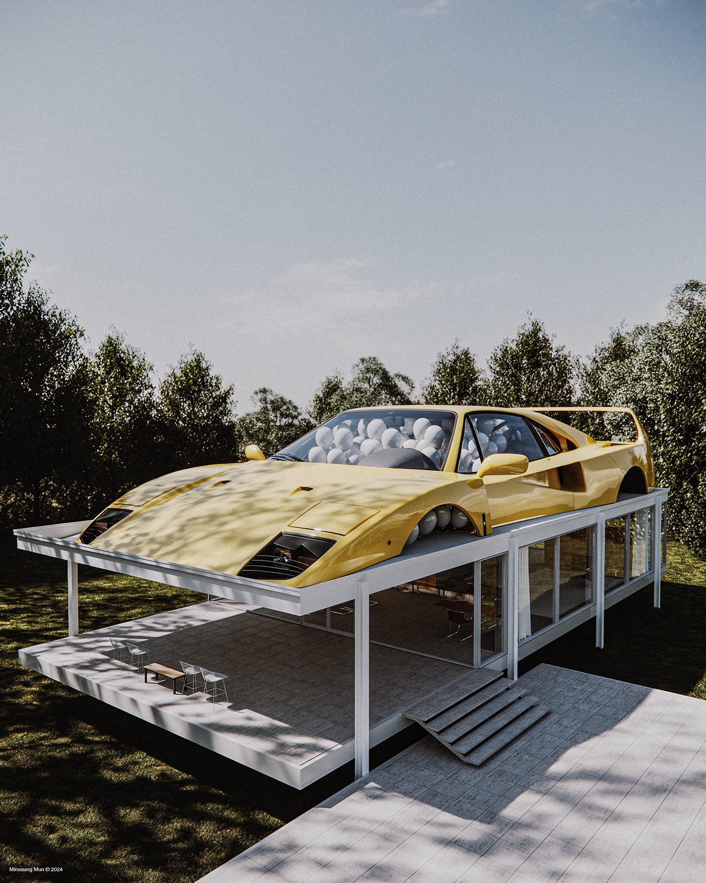 automotive   3D architecture visualization archviz CGI modern surreal surrealism corona render 