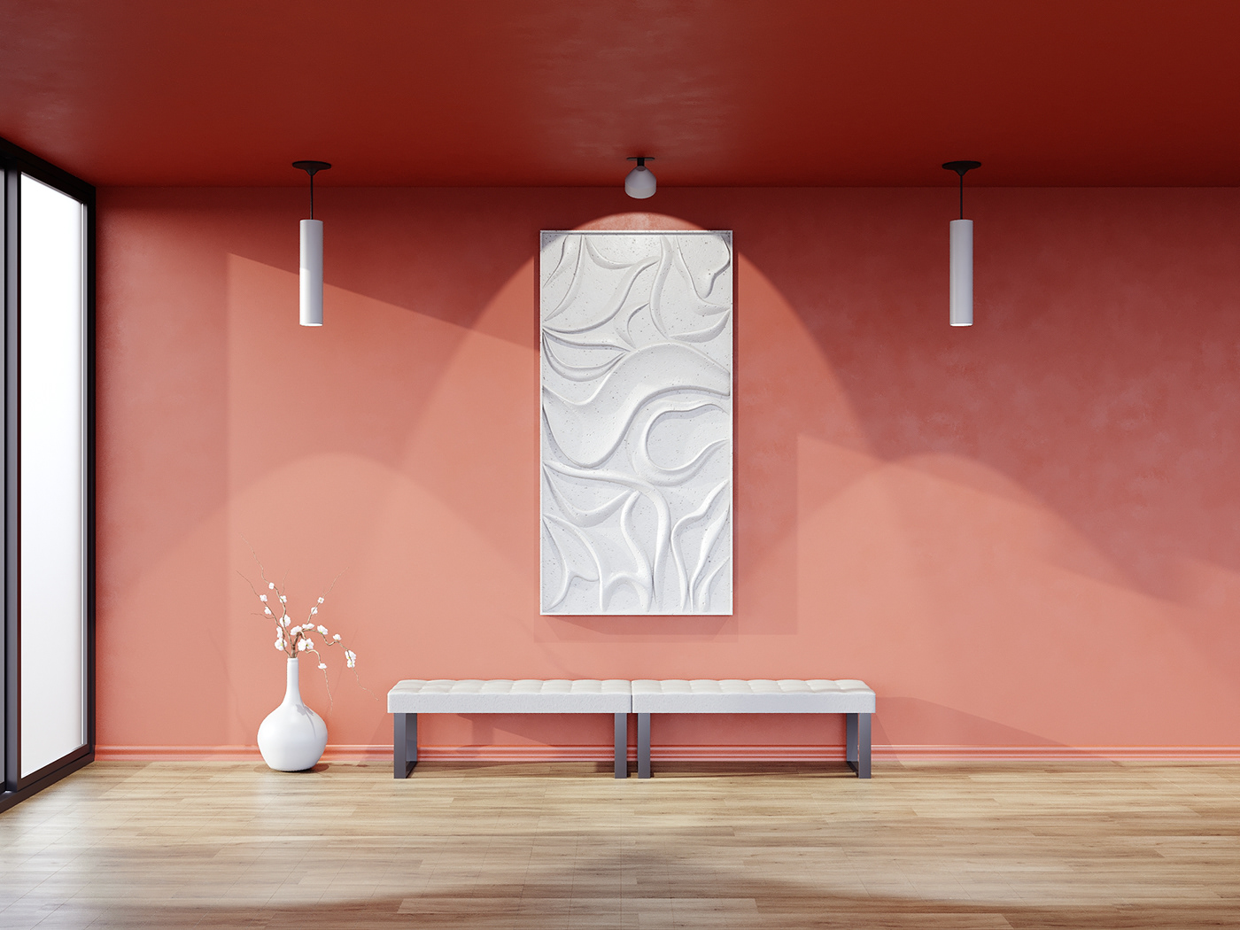 Interior modern LOFT 3D art design lighting banquette bas-relief