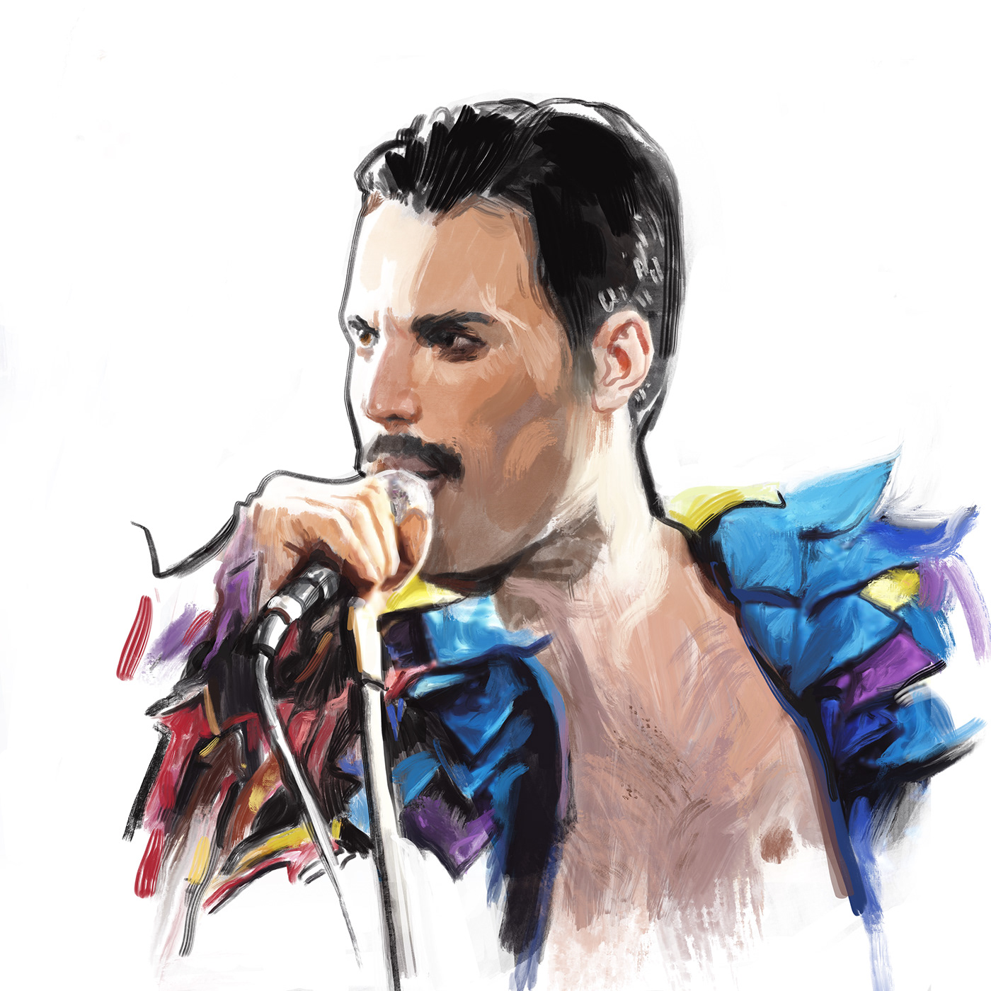 actor diana_kuksa digital portrait Freddie Mercury illustration digital Noel Fielding queen selfie Singer son