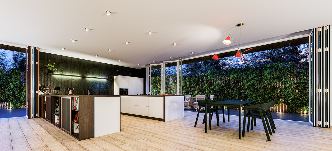 3D archviz bright design Interior kitchen minimalist modern product visualization