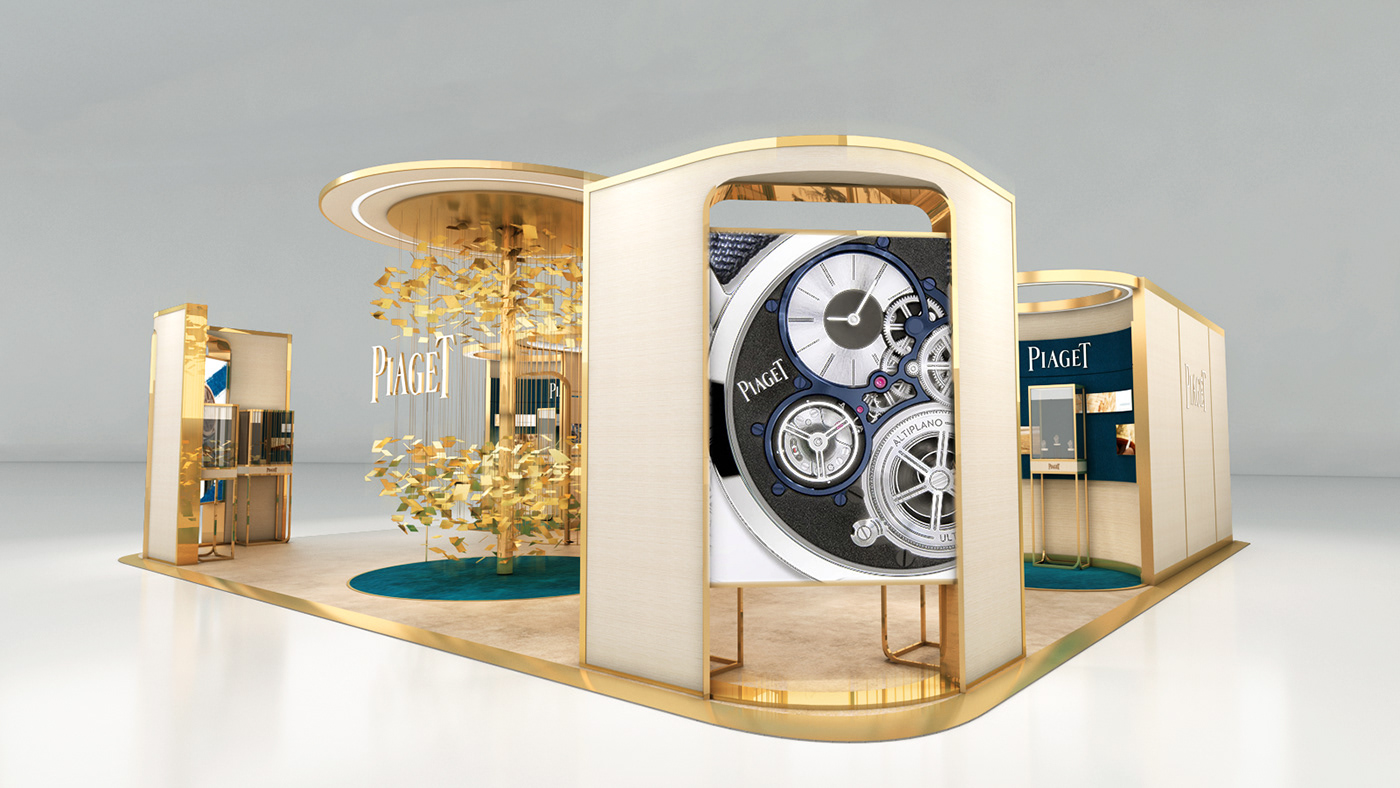 boothdesign Exhibition  gold luxury piaget Popup watch