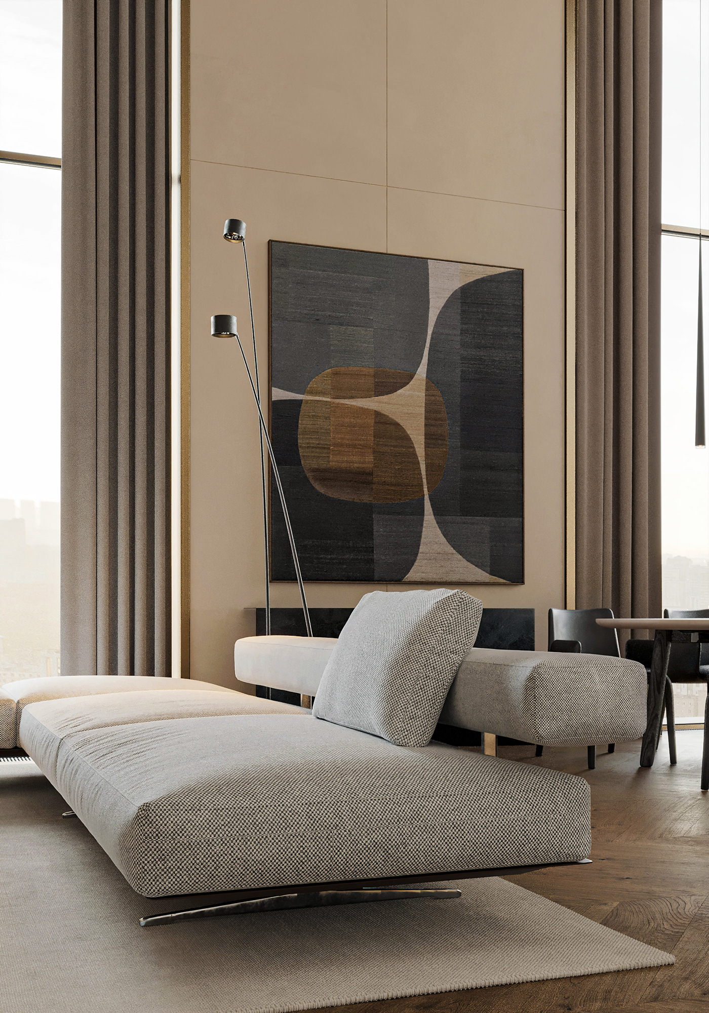 warm cozy Modern Design Render visualization 3ds max corona CGI Interior