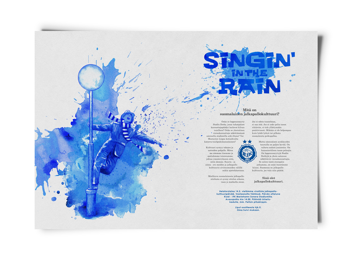 helsinki football soccer club blue White watercolor rain Sing song culture