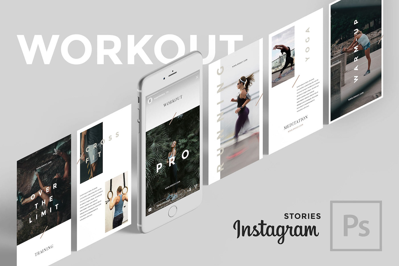 instagram Instagram Stories workout sport training social media Canva template fitness gym photoshop template