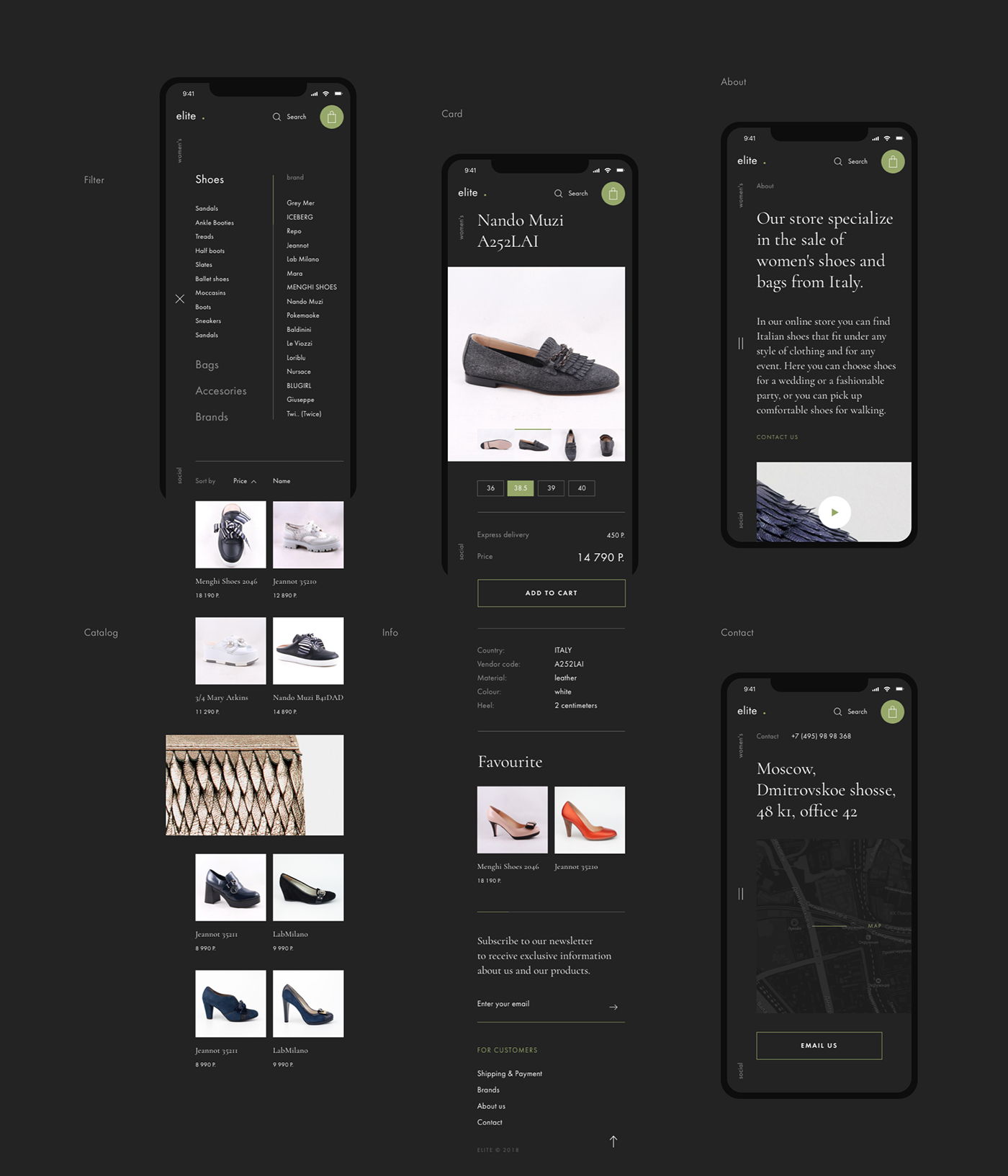 store design UI ux desktop mobile minimal luxury Italy shoes