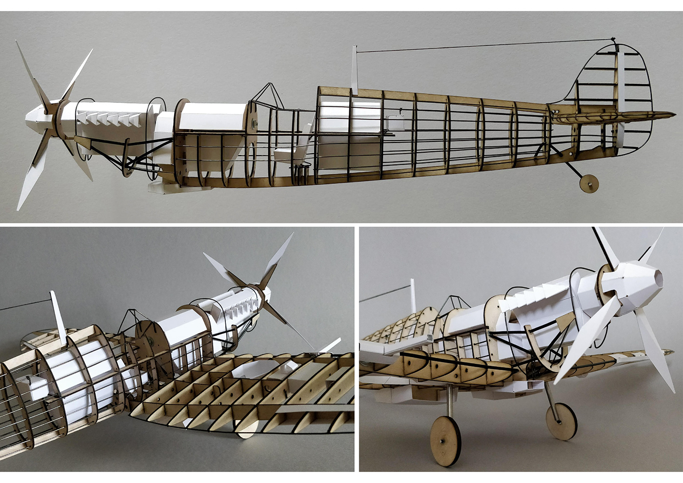 3d modeling Engineering  fabrication industrial design  laser cutting model Model Making paper folding plane Spitfire