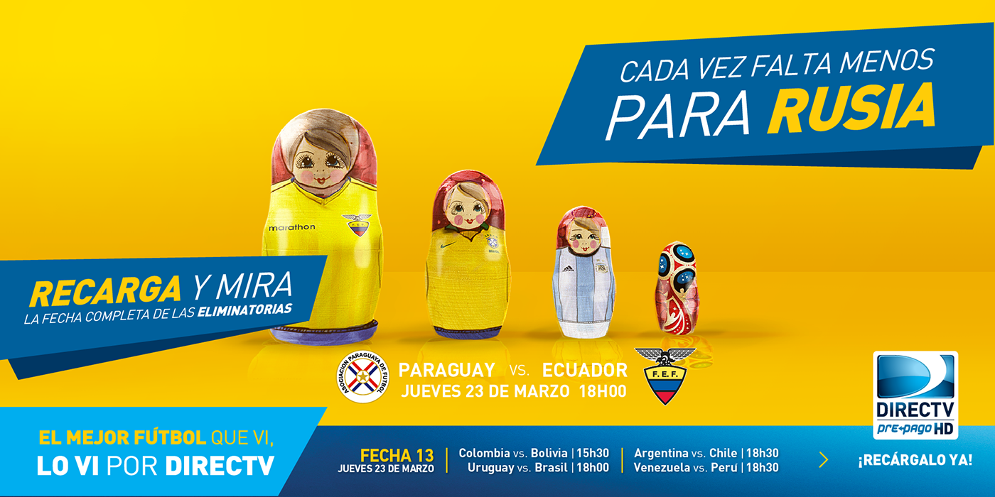 soccer world cup DirecTV matrioska retouch concept soccer Ecuador colombia paraguay
