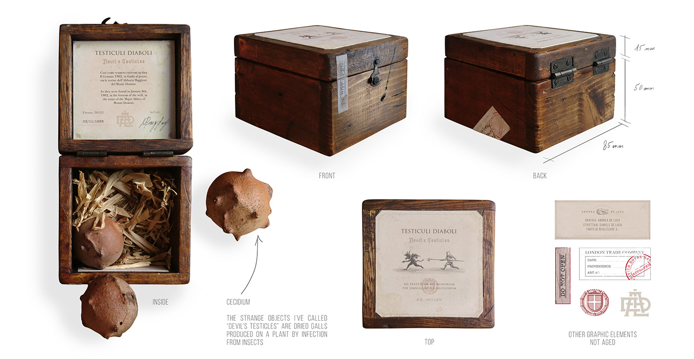 devil box Packaging wood history handmade vintage Ancient Drawing  knight