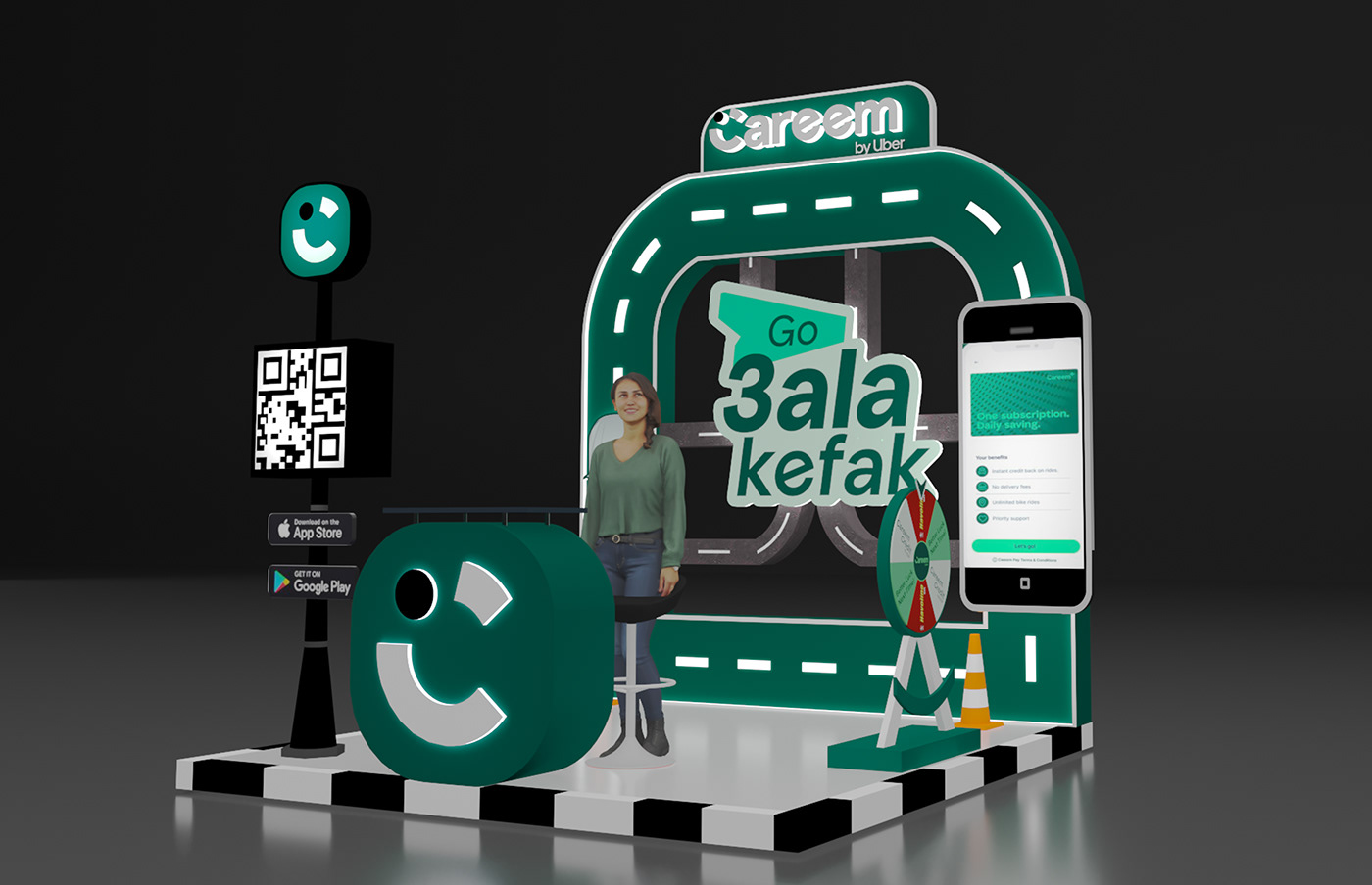 Careem Uber car taxi app booth Exhibition Design  Stand 3D expo