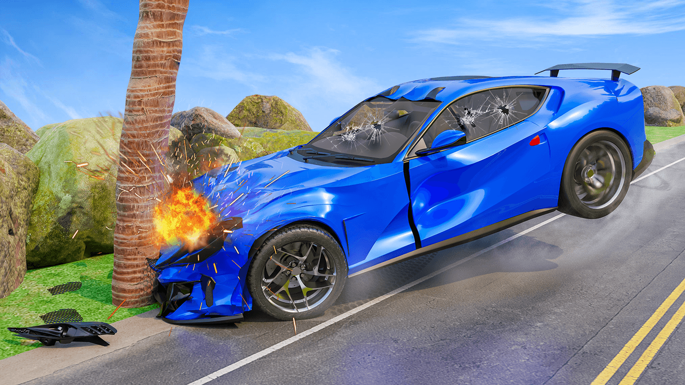 car crash Renders CGI blender unity Adobe Photoshop