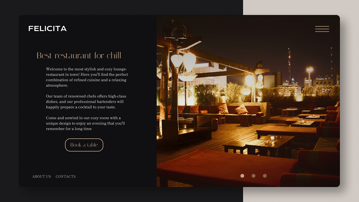 FELICITA - landing page of luxury restaurant 