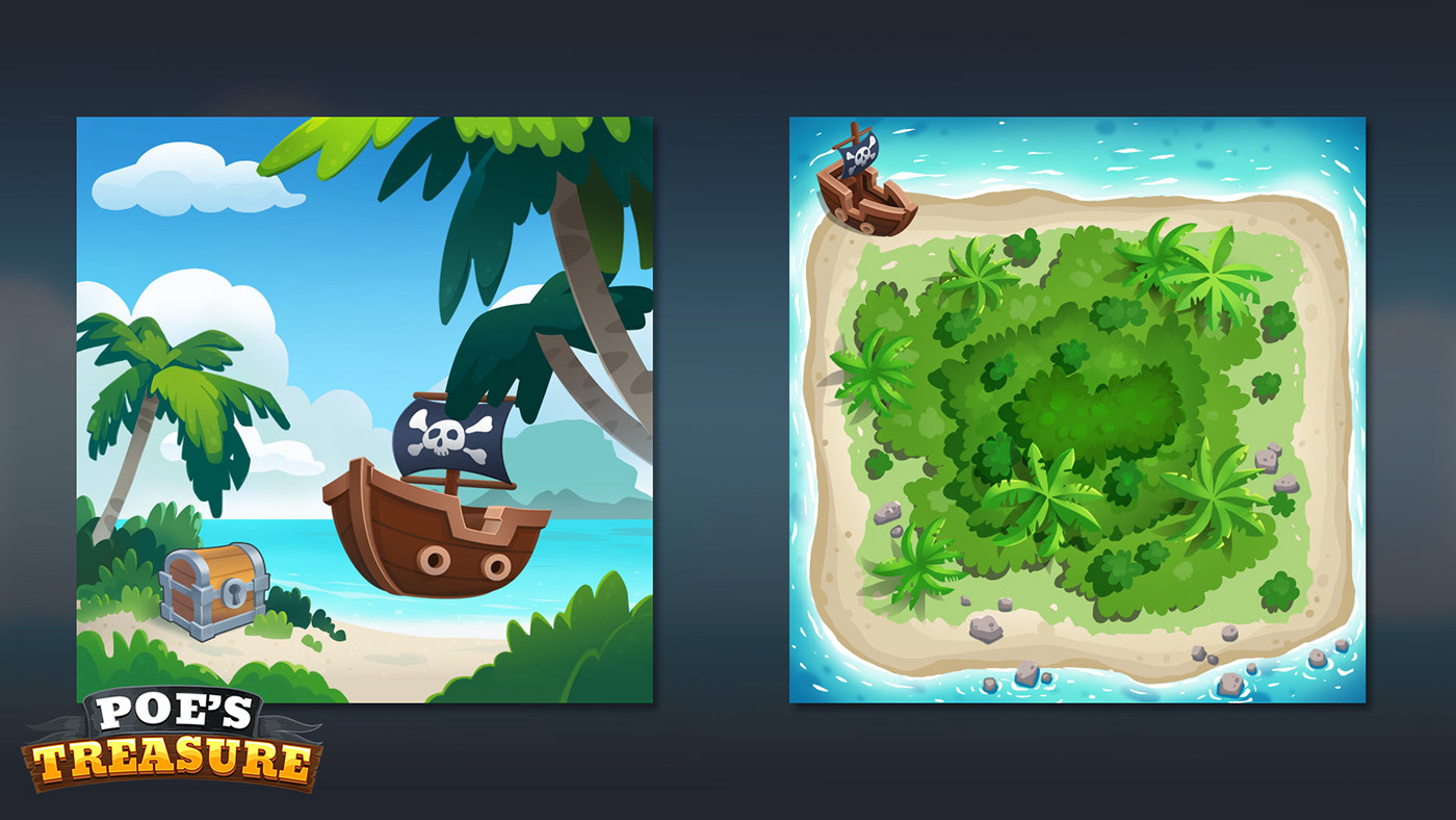 pirate treasure bingo minigame slot game game design  concept art concept design beach