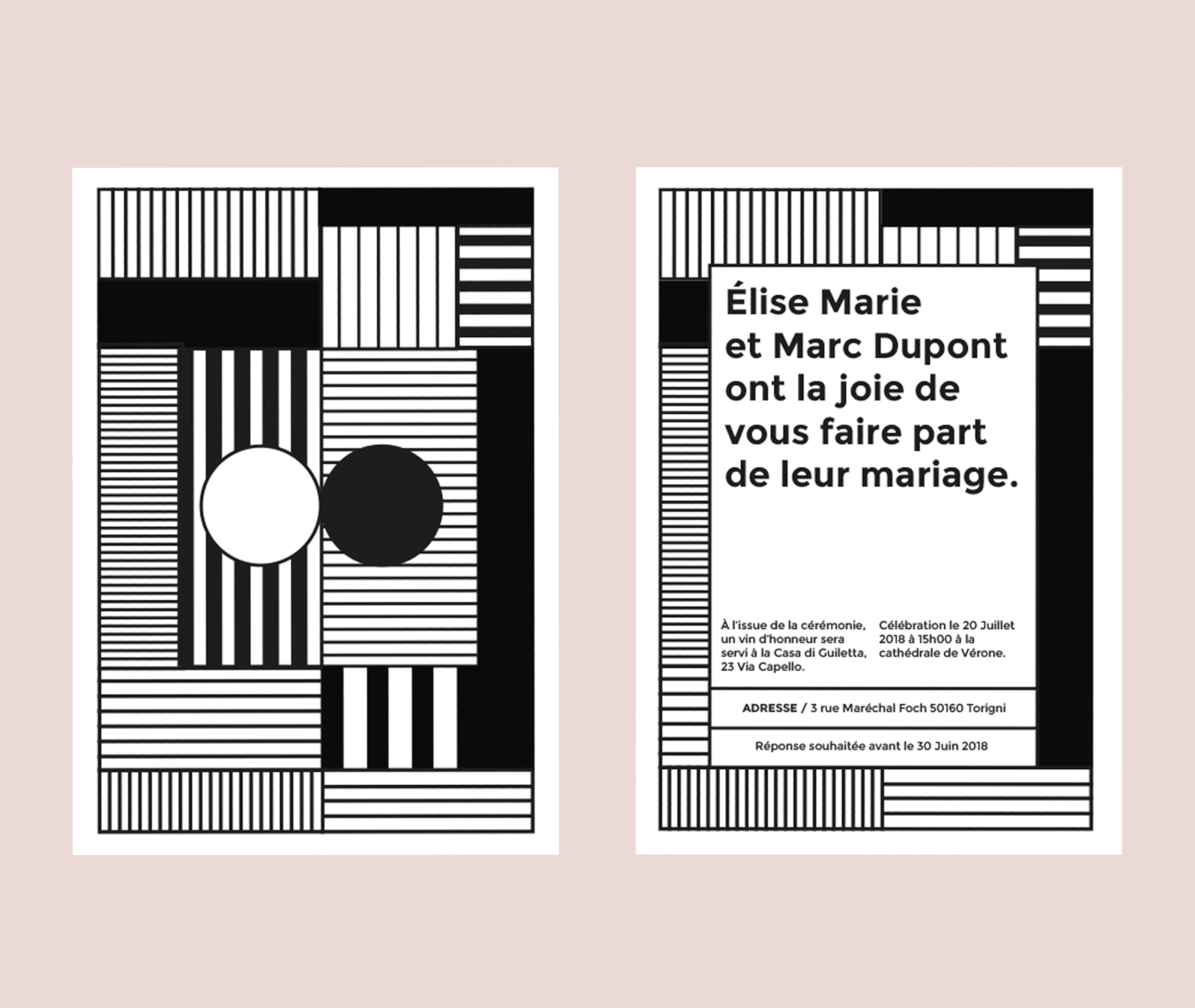 wedding card mariage faire-part print grid union Love graphic type