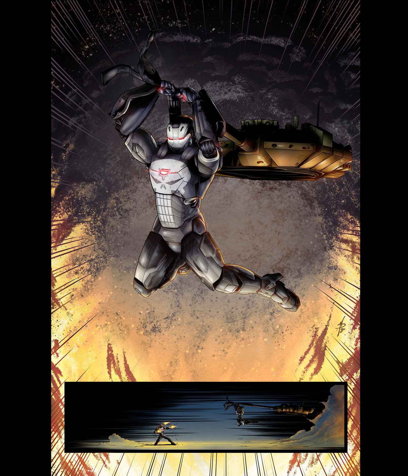 punisher war machine Armor ILLUSTRATION  comic Digital Art  marvel