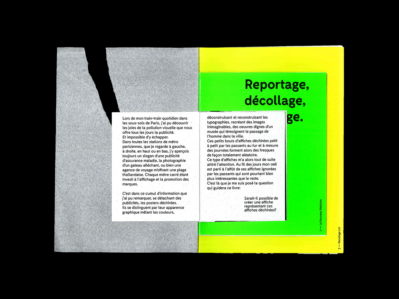 error Glitch glitch art Various formats Booklet book design Layout ripped fluorescent poster Nouveau réalisme editorial processing JavaScript neon