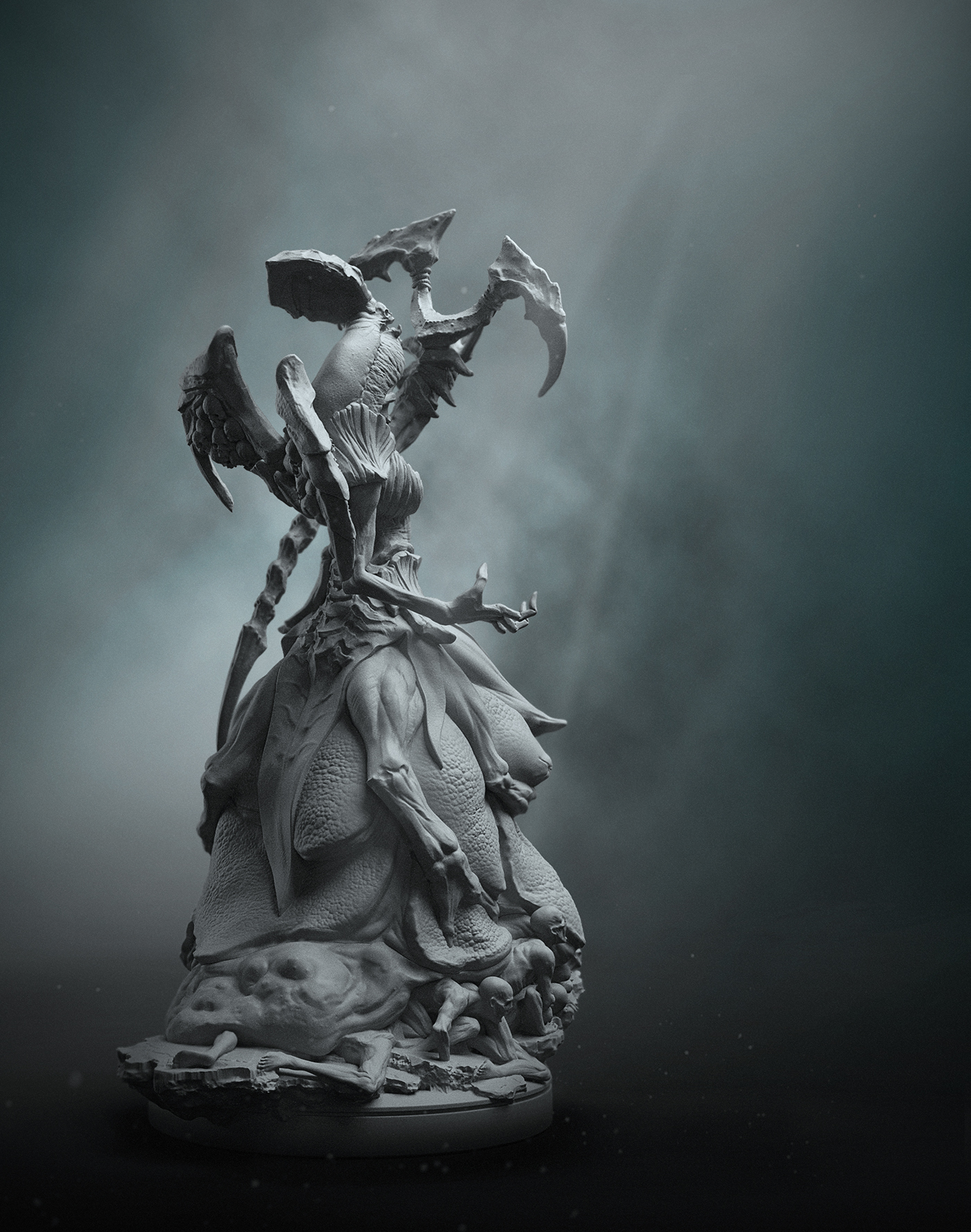 Miniature Board game Sculpt monster boss female overlord demon staff skull zombie death Sci Fi fantasy