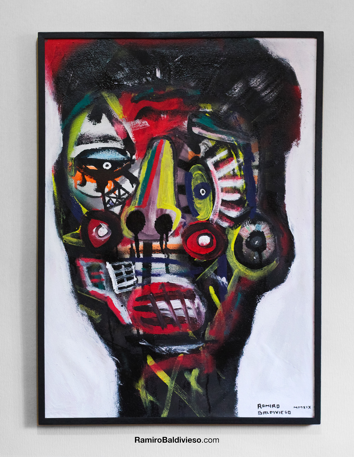 portrait human head colorful tribal primitive Emotional strong contemporary art modern art