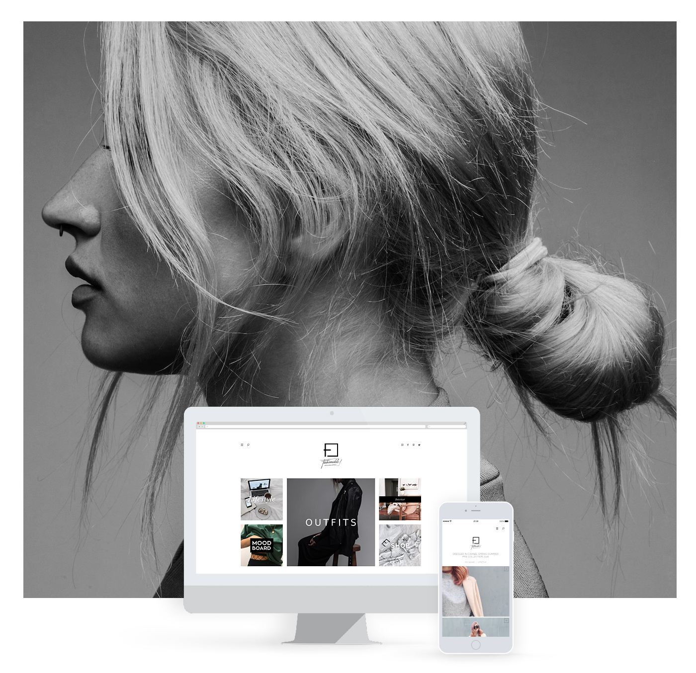 fashionable j Fashion  Website logo Blog Photography  branding  minimal Marble Web Design 