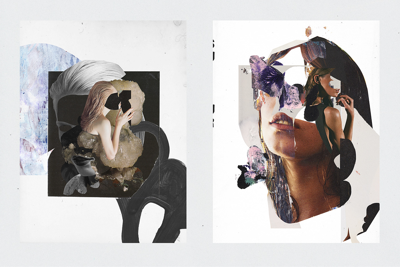 Fashion  collage editorial woman face Urban dreams abstract paper