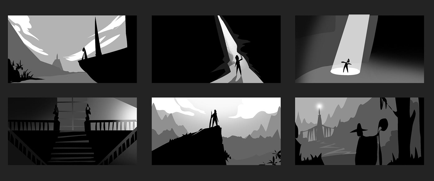 animation  background black & white cartoon composition concept art scene Videogames
