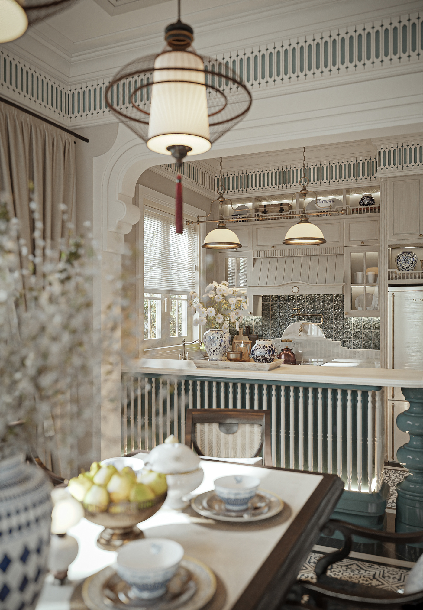 3ds max corona render  indochine living room Villa indochine style chinoiserie design Behance Indochine interior