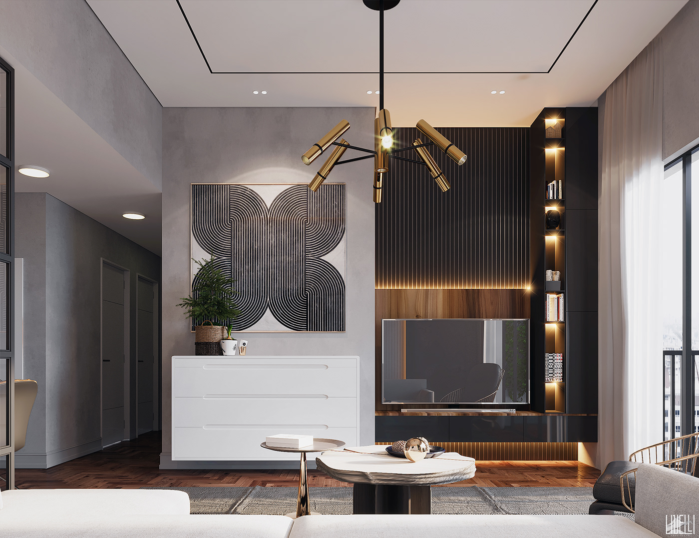 3D bold design download free gold Interior luxury scene studio