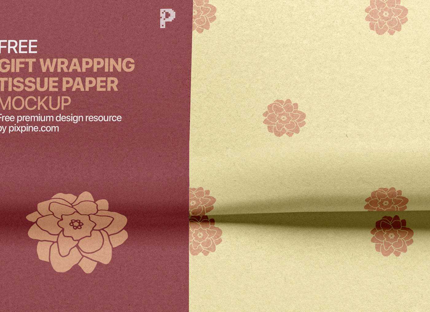 branding  design etsy free gift wrapping sheet Mockup pattern design  psd template surface design wrapping tissue paper
