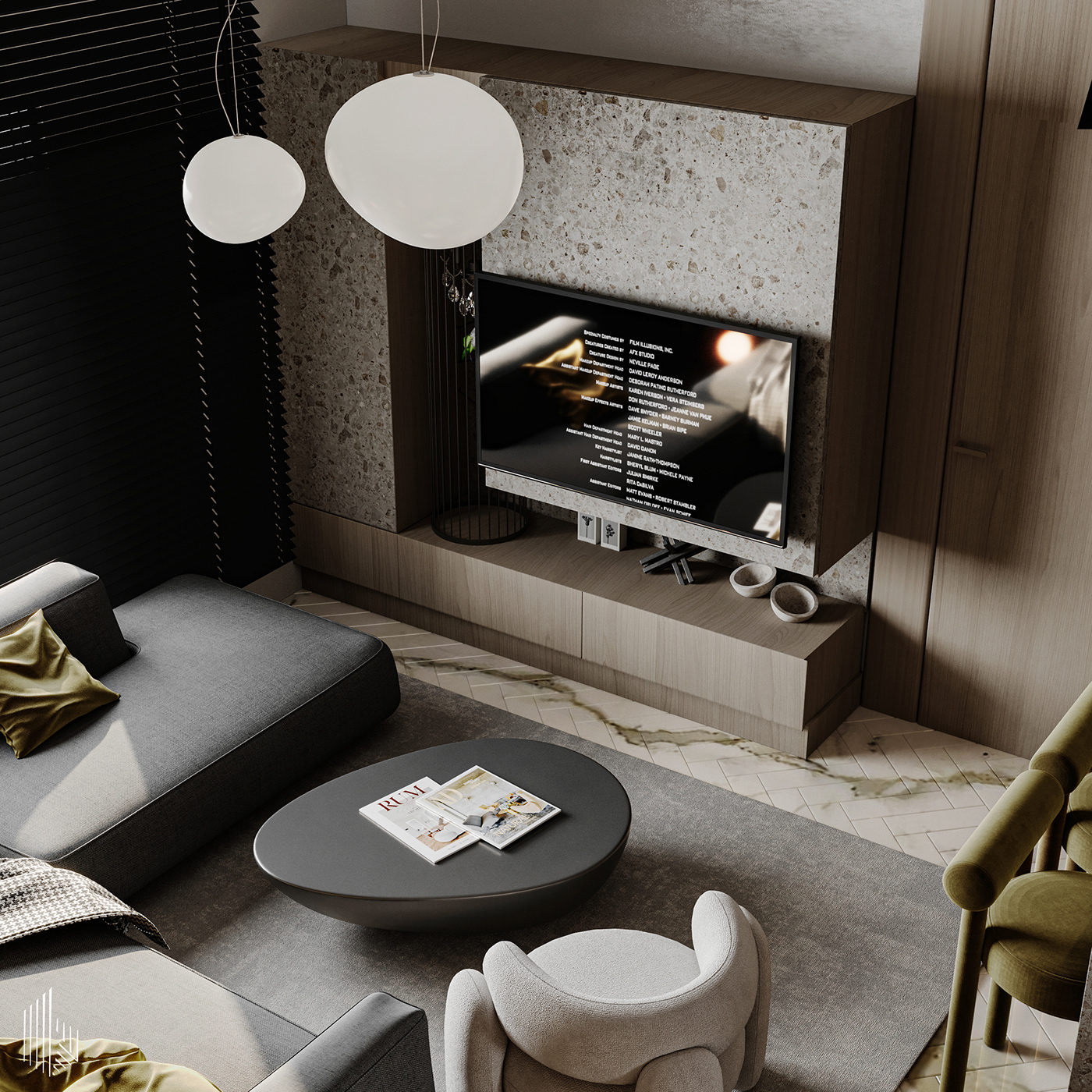 living room living living room design modern grey minimal interior design  Interior visualization