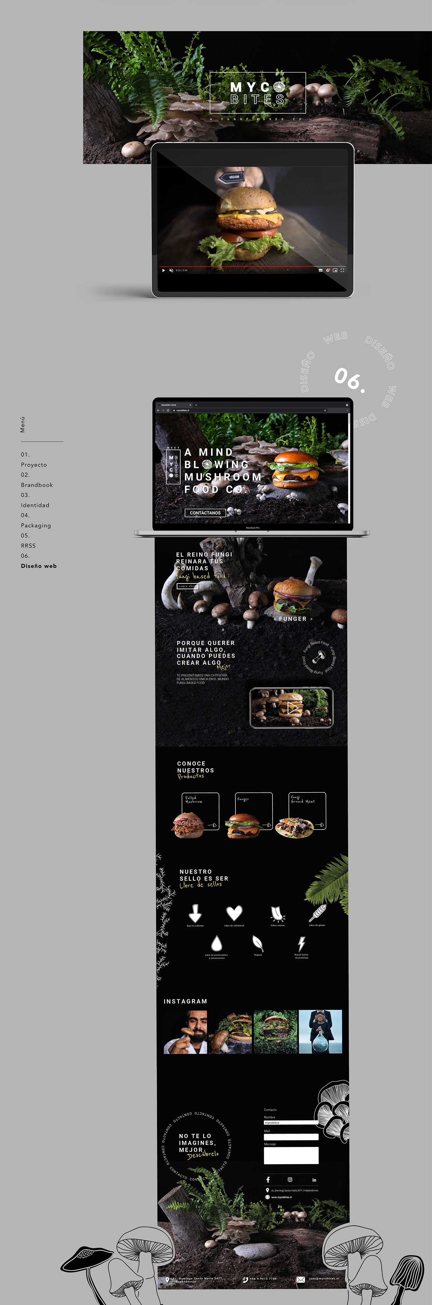 Mushrooms Photography  Food  Plant Based burger Cheese food styling graphic design  Website