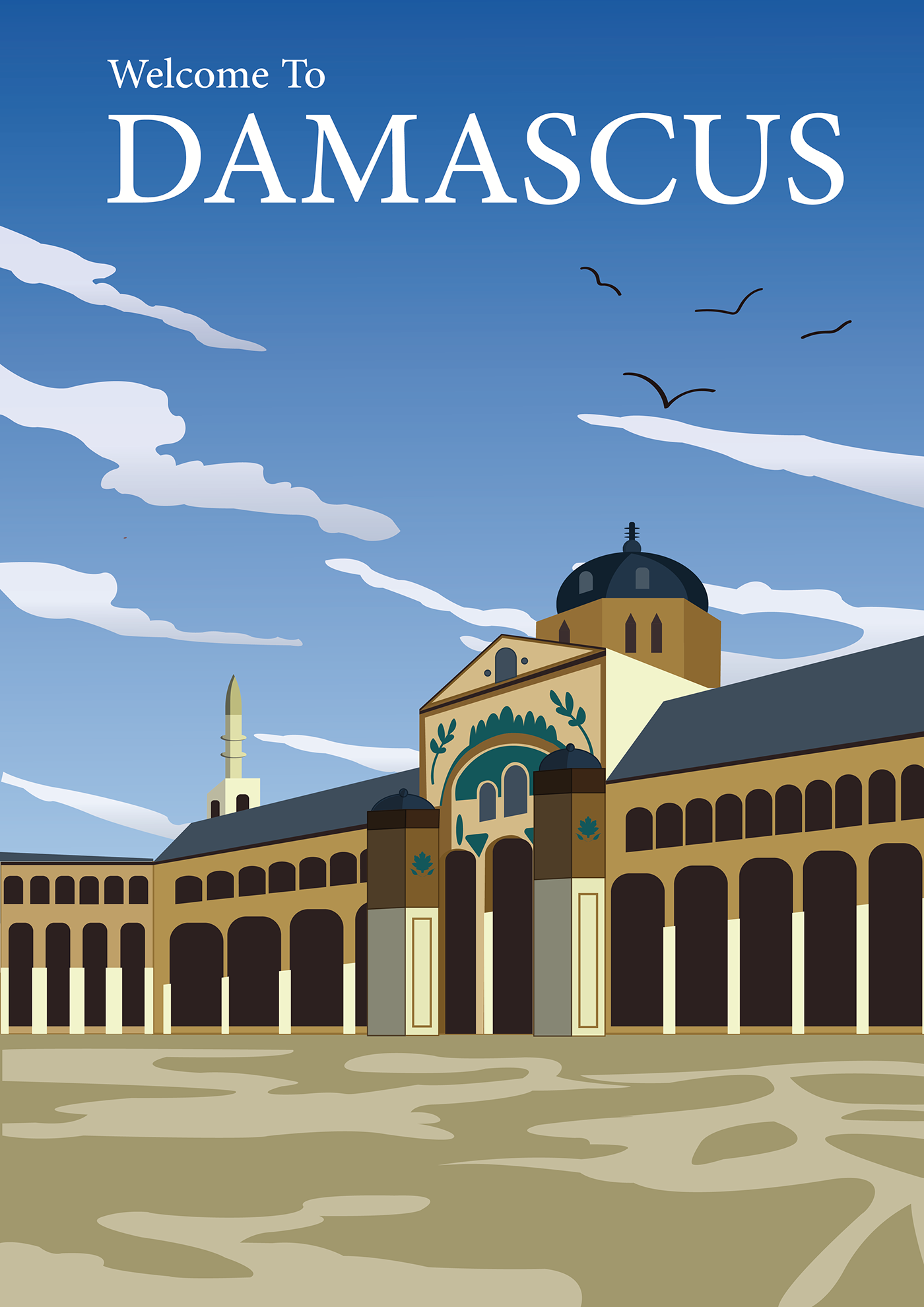 ILLUSTRATION  Digital Art  digital illustration Syria Damascus mosque poster graphic design  designer art