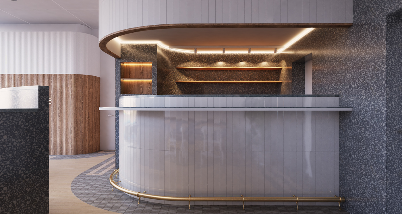 cafe Interior design modern modelling vray 3dsmax