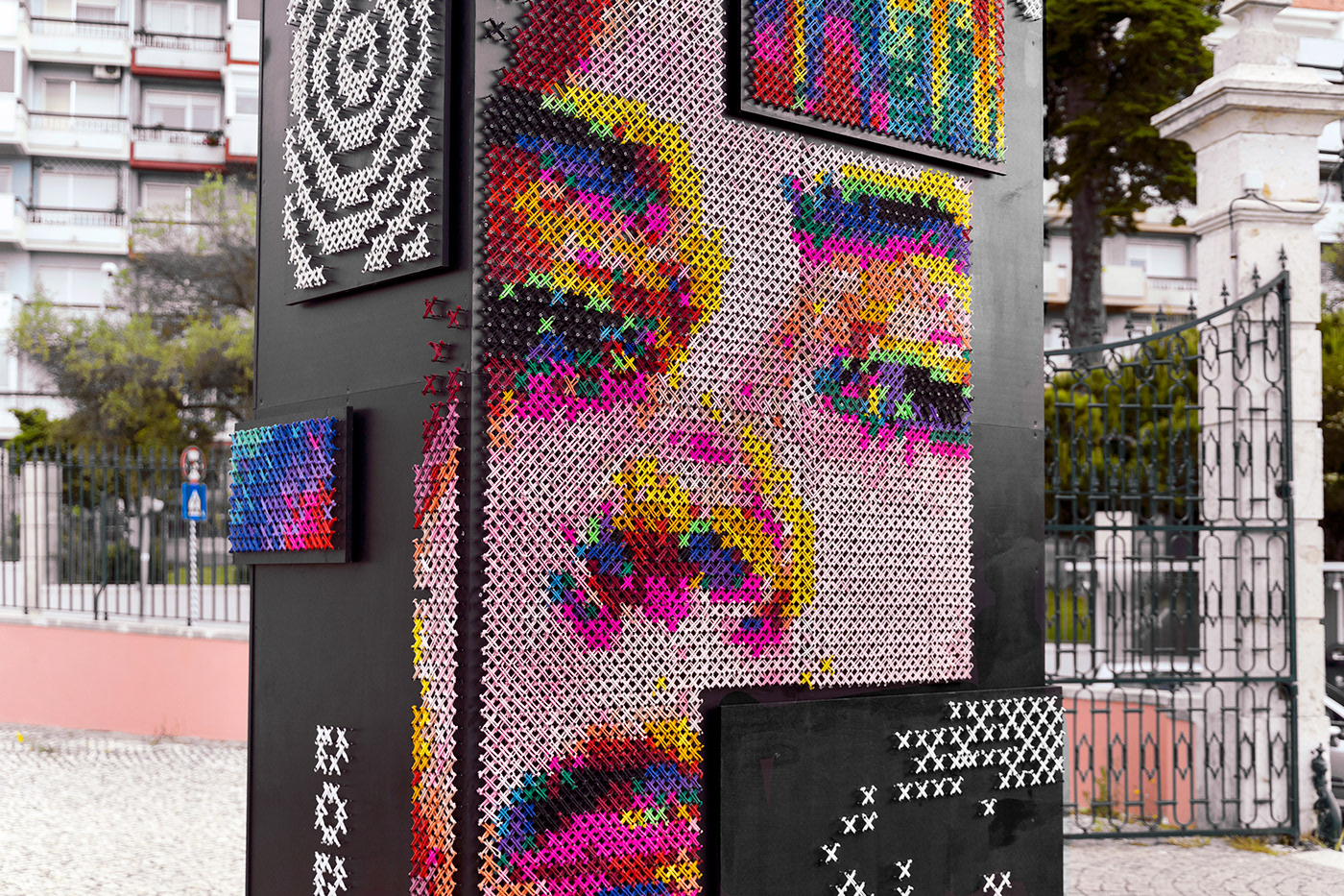 crossstitch installation pixel streetart textileart   Urbanart wool