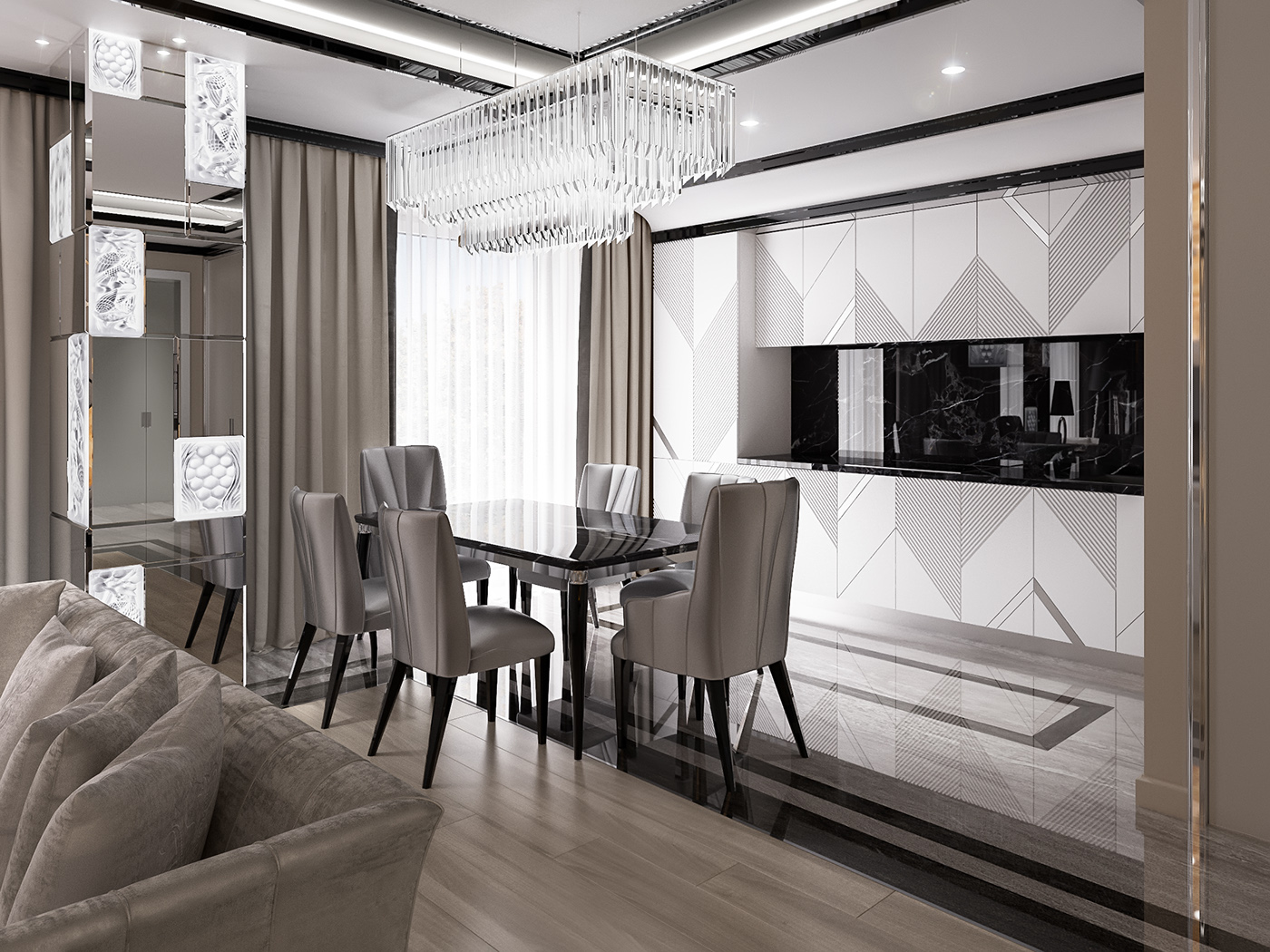 Visionnaire apartment Interior design eclecticism luxury modern art deco visualization 3D