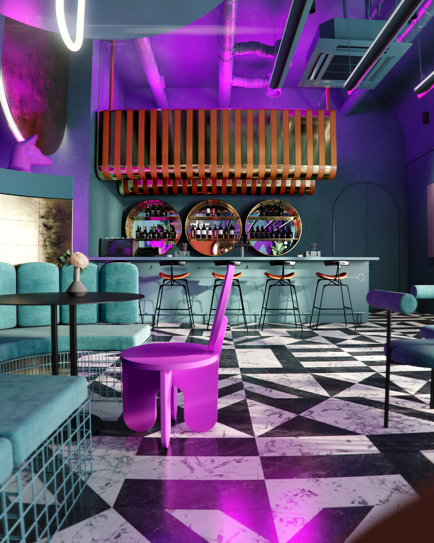 3D 3dsmax abstractinterior architecture bar design interiordesign interiorillustration restaurant vray